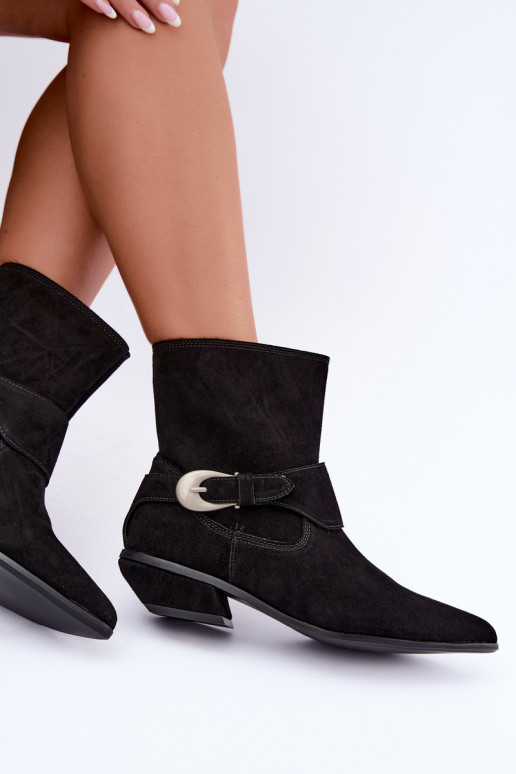 Isolierte Serenelle Stiefeletten im Cowboy-Stil aus Kunstveloursleder in Schwarz