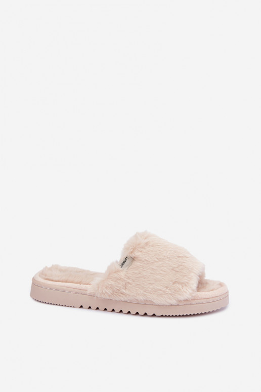 Damen Hausschuhe mit Fell in sandfarben Loraline