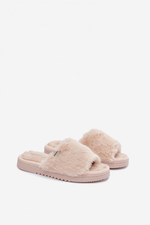 Damen Hausschuhe mit Fell in sandfarben Loraline