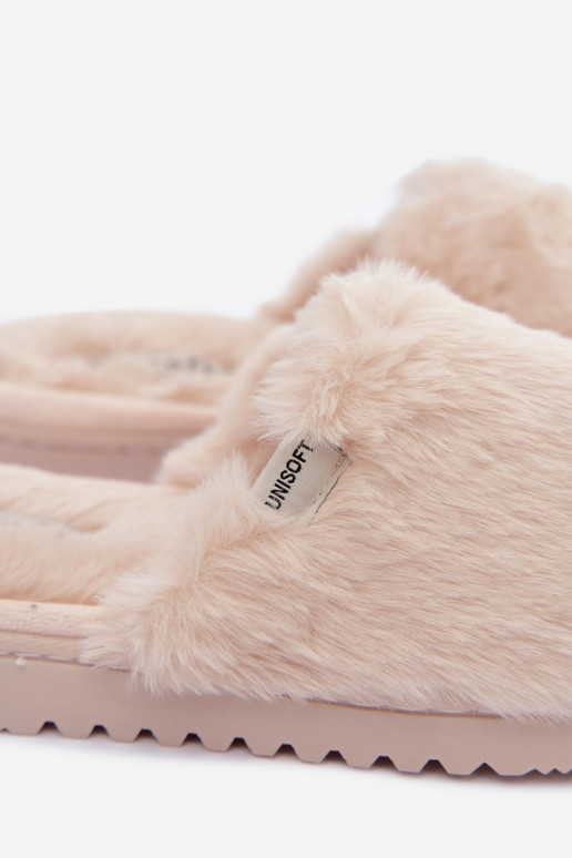 Damen Hausschuhe mit Fell in sandfarben Loraline