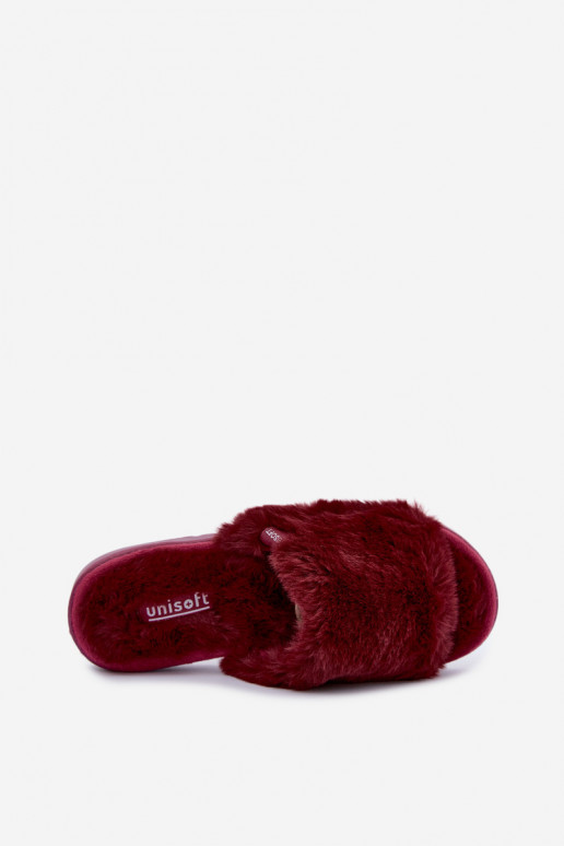 Damen Hausschuhe mit Fell in bordeauxrot Loraline
