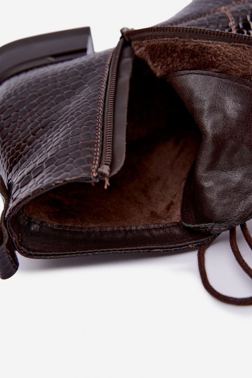 Gefütterte Stiefeletten mit Lackeffekt und Prägung Vinceza 58659 in schokoladenfarbe