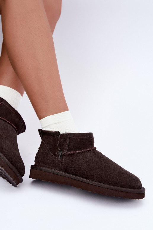 Schneestiefel aus Kunstveloursleder mit Reißverschluss in schokoladenfarbe Vinceza 97971