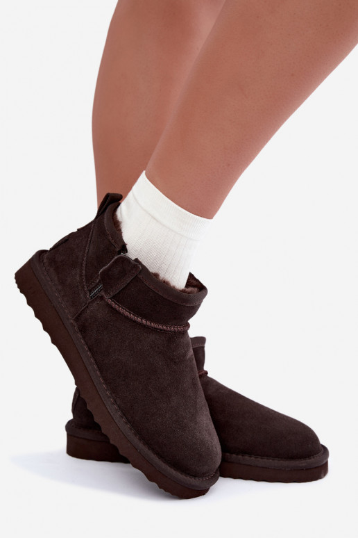 Schneestiefel aus Kunstveloursleder mit Reißverschluss in schokoladenfarbe Vinceza 97971