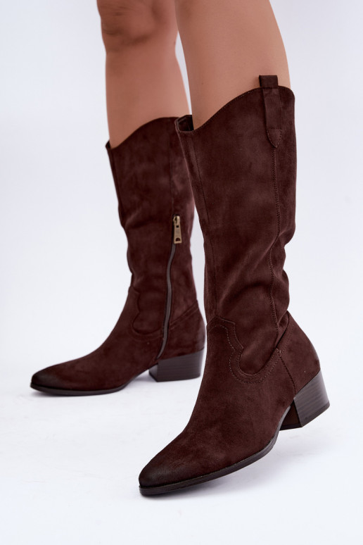 gefütterte Cowboy-Stiefel Vinceza 58680 in Schokoladenfarbe