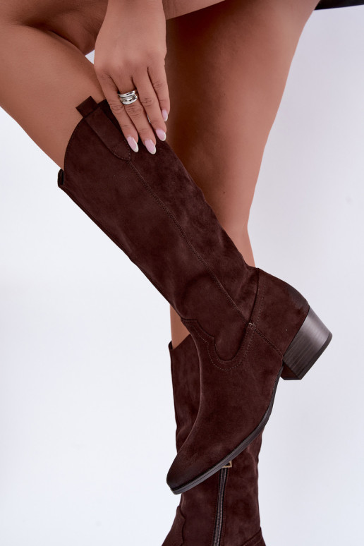 gefütterte Cowboy-Stiefel Vinceza 58680 in Schokoladenfarbe