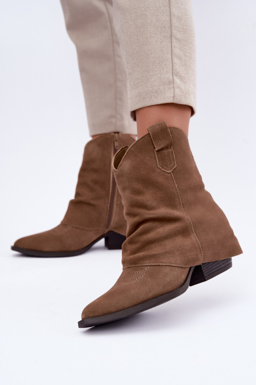 gefütterte Stiefeletten mit Absatz Vinceza 31715 in Sandfarbe