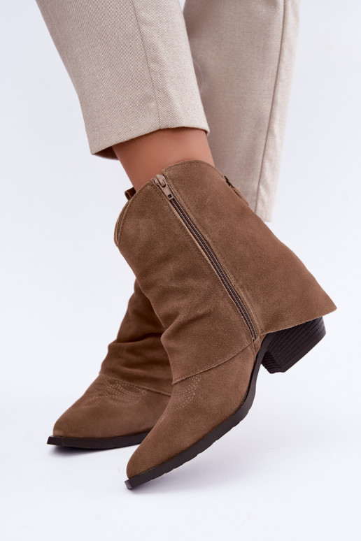 gefütterte Stiefeletten mit Absatz Vinceza 31715 in Sandfarbe