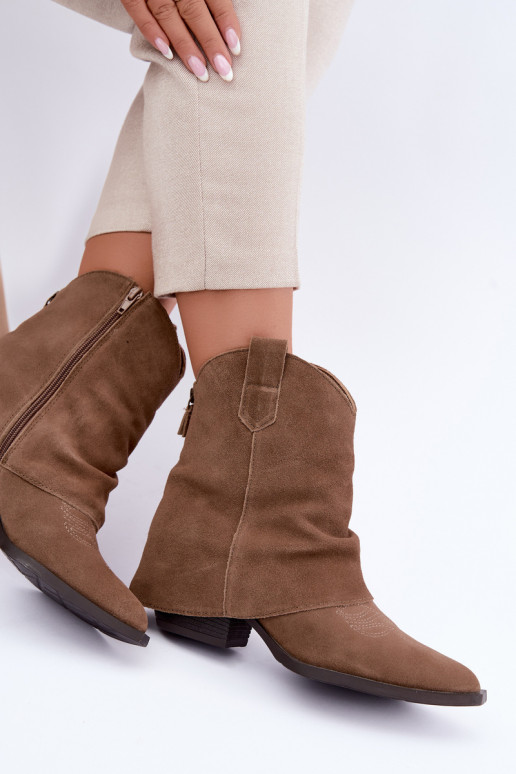 gefütterte Stiefeletten mit Absatz Vinceza 31715 in Sandfarbe