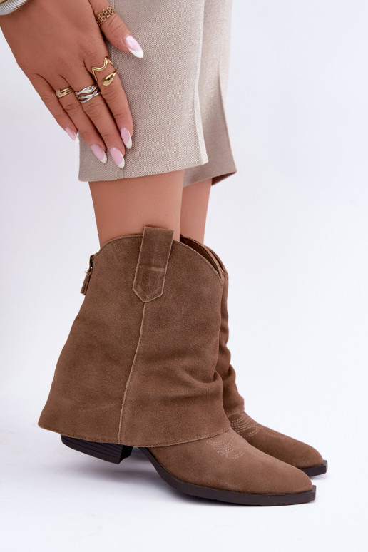gefütterte Stiefeletten mit Absatz Vinceza 31715 in Sandfarbe