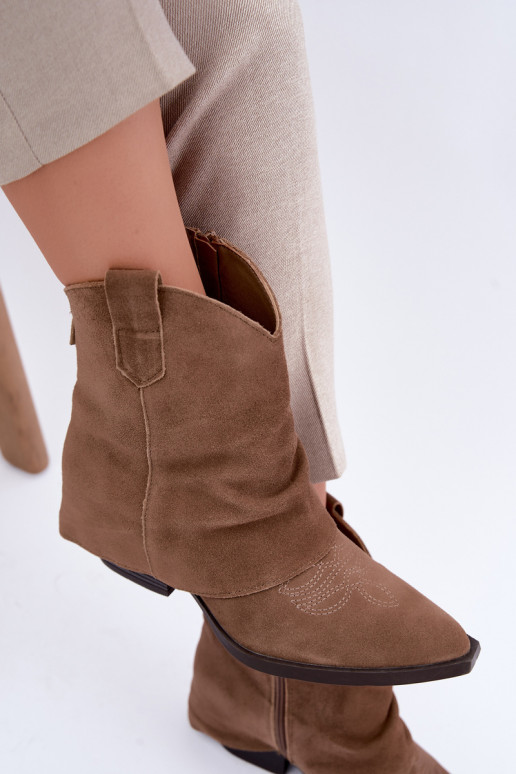gefütterte Stiefeletten mit Absatz Vinceza 31715 in Sandfarbe