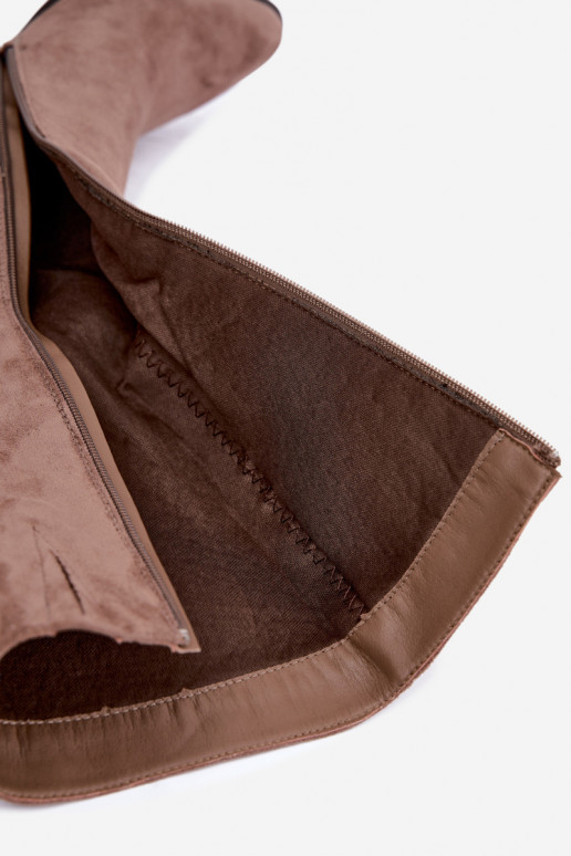 gefütterte gewellte lange Stiefel mit Absatz in Sandfarbe Ivenna
