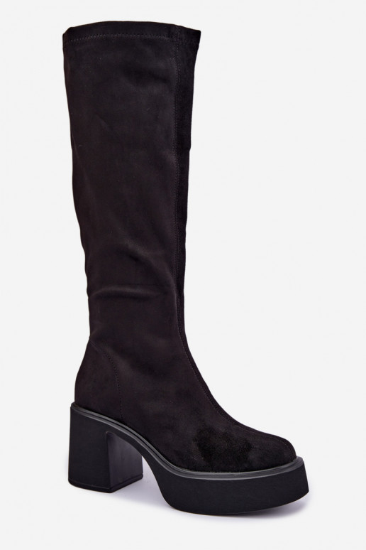 Damen lange Stiefel mit Plattform in schwarzer Farbe Nesalie