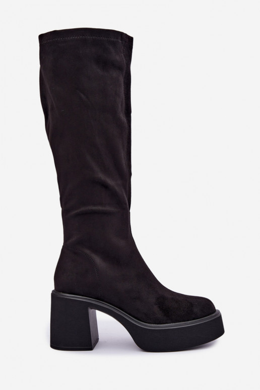 Damen lange Stiefel mit Plattform in schwarzer Farbe Nesalie