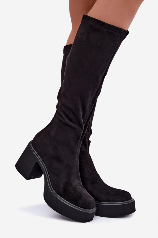 Damen lange Stiefel mit Plattform in schwarzer Farbe Nesalie