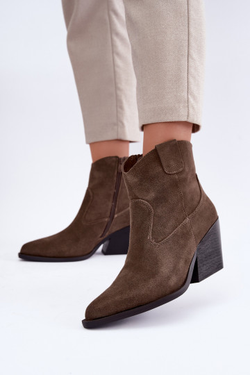 Haut INildlederschuhe CoZuboy-Stil mit Absätzen sich Zuarm laufen Khaki-Farbe Tirabelle 2