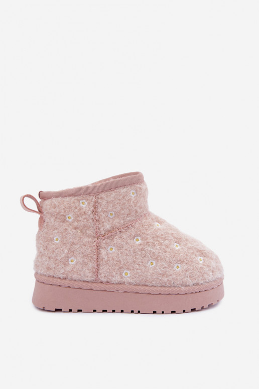 Rosa Kinder-Schneestiefel mit Blumenmotiven Lunabelle