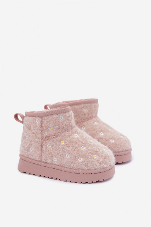 Rosa Kinder-Schneestiefel mit Blumenmotiven Lunabelle