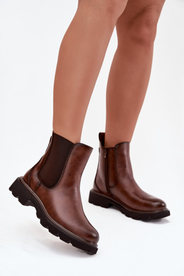 Braune stilvolle Damen-Stiefeletten mit Isolierung Rivelia 2