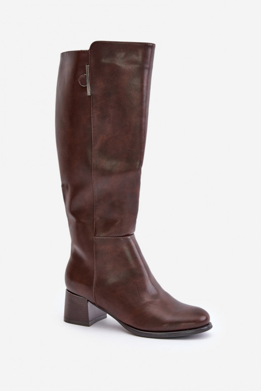 Kniehohe Stiefel mit Absatz aus Kunstleder braun Izanae