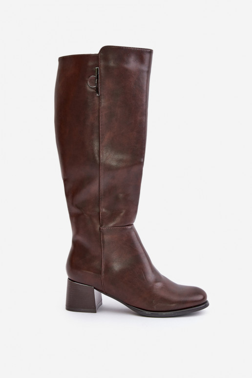 Kniehohe Stiefel mit Absatz aus Kunstleder braun Izanae