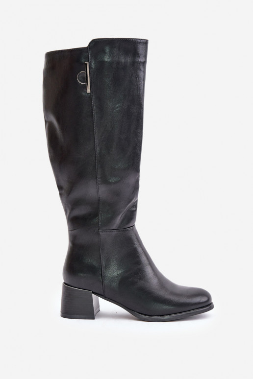 Kniehohe Stiefel mit Absatz aus Kunstleder schwarz Izanae