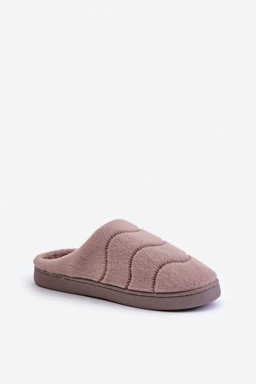 Warme Damen Hausschuhe mit Fell braun Vamirae