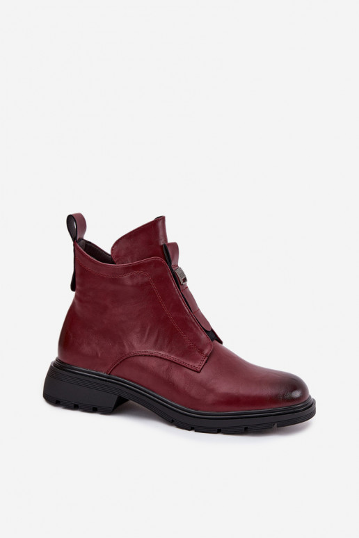 Warme Damen Stiefeletten mit dekorativen Details bordeaux Roselle