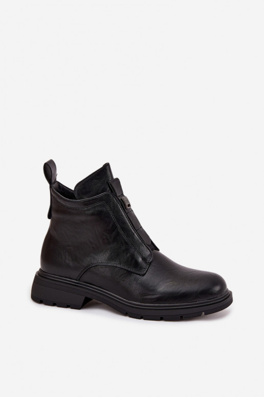 Warme Damen Stiefeletten mit dekorativen Details schwarz Roselle