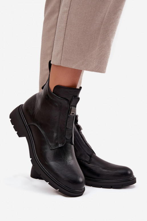 Warme Damen Stiefeletten mit dekorativen Details schwarz Roselle
