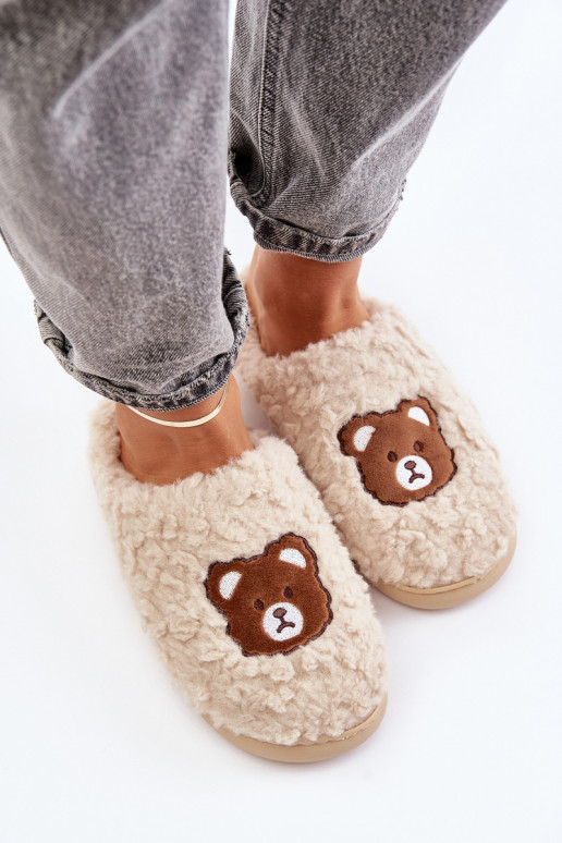 Sandfarbene Slipper mit Fell Temiena