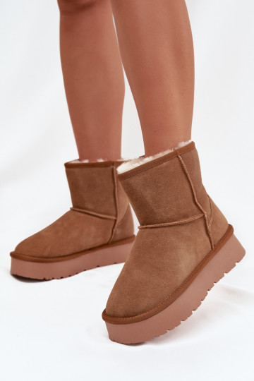Braune Damen-Schneestiefel aus Kunstveloursleder mit Plateau Privine 2