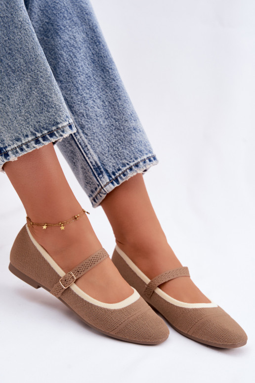 Braune Ballerinas aus Netzstoff Zelisa