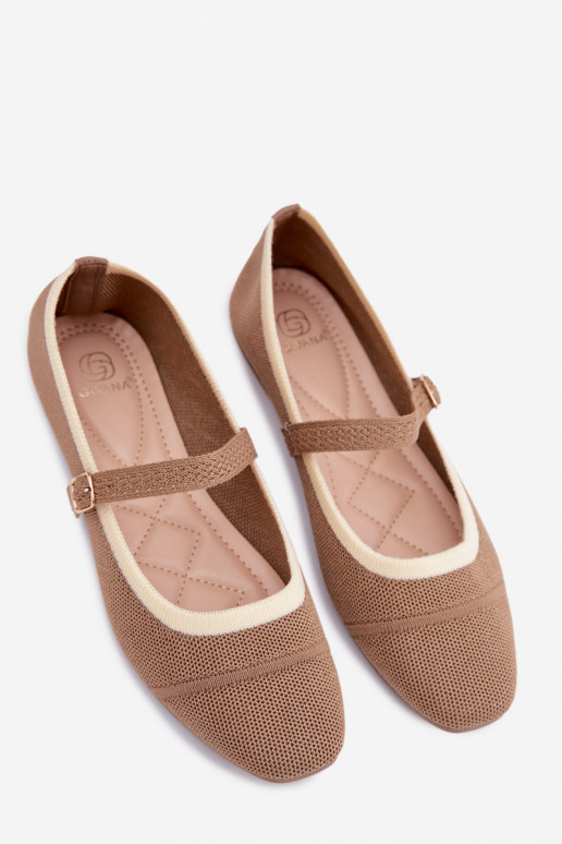 Braune Ballerinas aus Netzstoff Zelisa