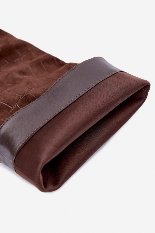 Braune Überknie-Stiefel zum Hineinschlüpfen mit geprägten Details und Absätzen Cazelle