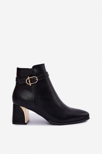 Damen Stiefeletten mit dekorativen Riemen und Schnallen in Schwarz Kordelia 2