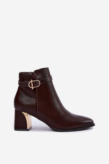 Damen Stiefeletten mit dekorativen Riemen und Schnallen in Schokolade Kordelia 2