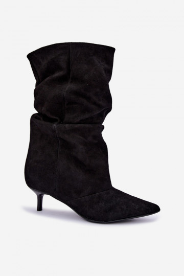 Slip-On Slouchy Stiefeletten mit Absätzen in Schwarz Falisette