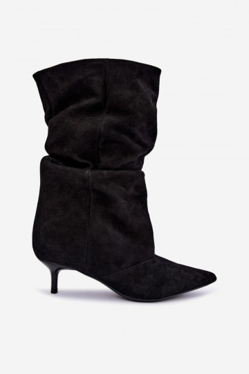 Slip-On Slouchy Stiefeletten mit Absätzen in Schwarz Falisette 2