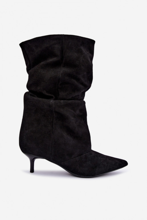Slip-On Slouchy Stiefeletten mit Absätzen in Schwarz Falisette