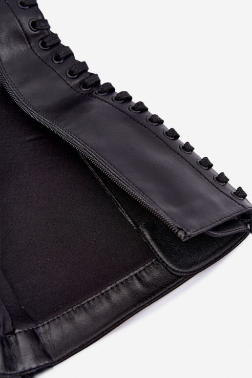 Wärmende Damen Stiefel mit Plattform und Schnürsenkeln in Schwarz Kasmina