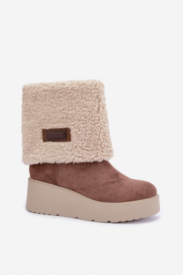 Schneestiefel mit Plattform und angenähtem Schaft in Sand Osvella