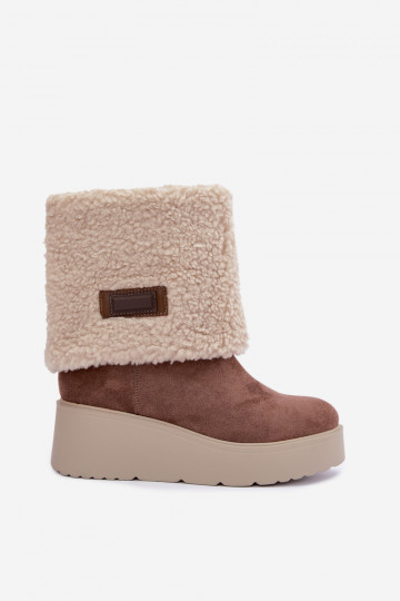 Schneestiefel mit Plattform und angenähtem Schaft in Sand Osvella 2
