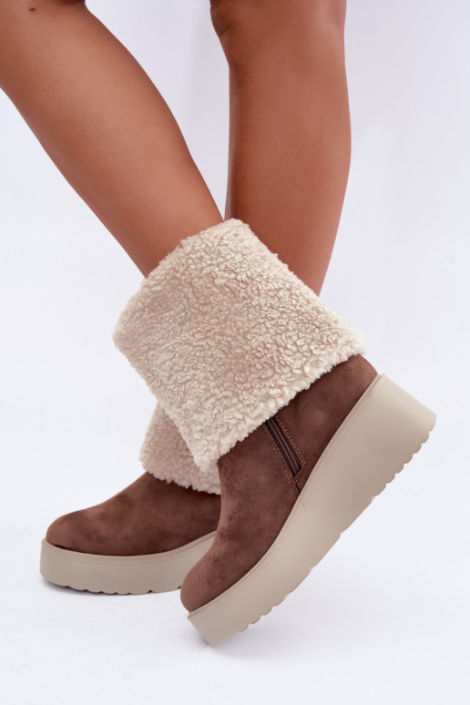 Schneestiefel mit Plattform und angenähtem Schaft in Sand Osvella