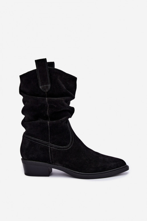 Schwarze Stiefeletten im Cowboy-Stil aus Kunstveloursleder gefüttert Sergio Leone BT-16