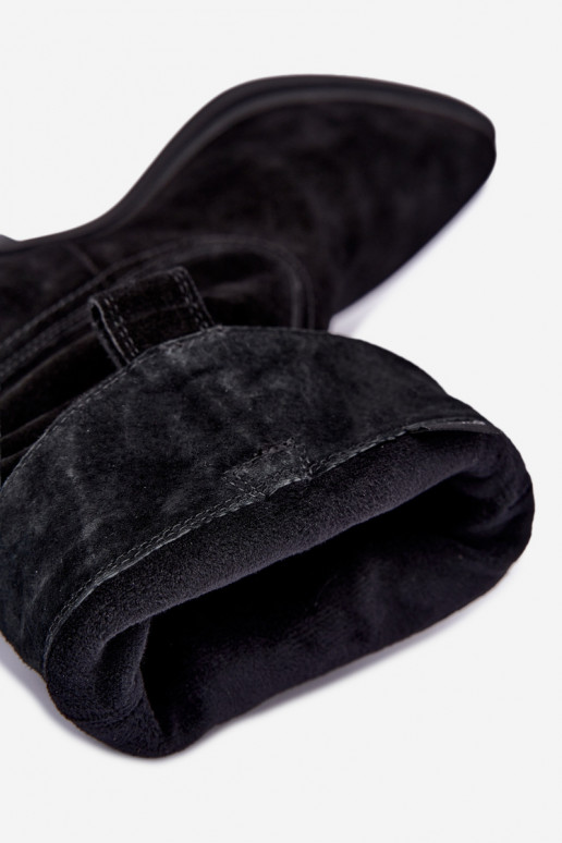 Schwarze Stiefeletten im Cowboy-Stil aus Kunstveloursleder gefüttert Sergio Leone BT-16