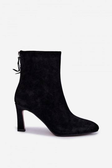 Schwarze gefütterte Velourslederstiefel mit Absätzen Vinceza 67024 2