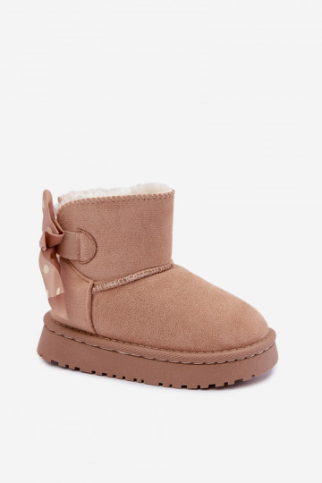 Kinder-Schneestiefel mit Schleifen in sandfarbener Farbe Įjungtavelle