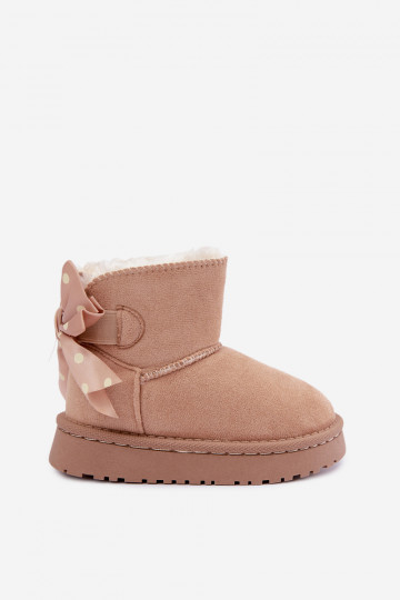 Kinder-Schneestiefel mit Schleifen in sandfarbener Farbe Įjungtavelle 2