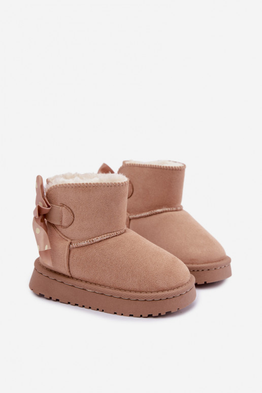 Kinder-Schneestiefel mit Schleifen in sandfarbener Farbe Įjungtavelle